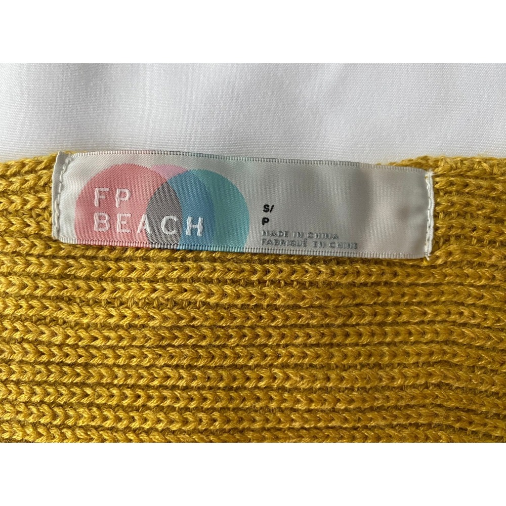 Free People FP Beach Women Ribbed Knit Boho Crop Tank Top Size S Mustard Yellow - Picture 3 of 9